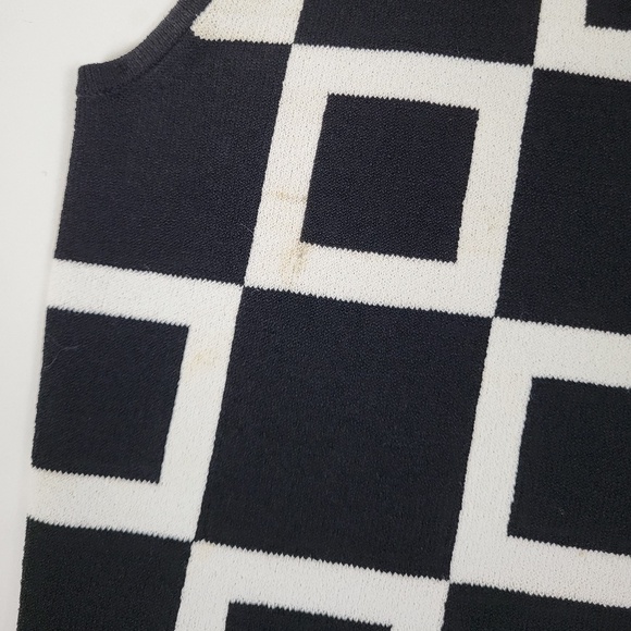 Geometric Tank Top Sleeveless Abstract V-neck Squares Mid Century Mod MCM - Picture 6 of 9